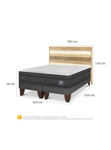 Cama Europea Lux 2 Plazas Base Dividida + Respaldo Loira-1