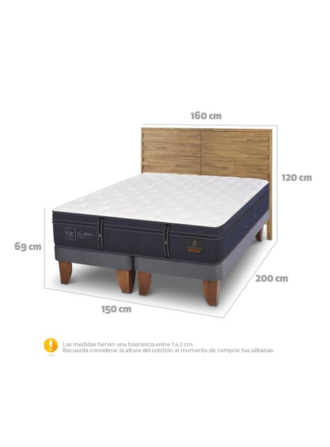 Cama Europea Grand Premium 2 Plazas Base Dividida + Respaldo Rodano-1