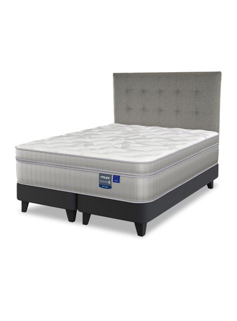 Cama Europea Paradise Súper King + Respaldo Design Gris-0