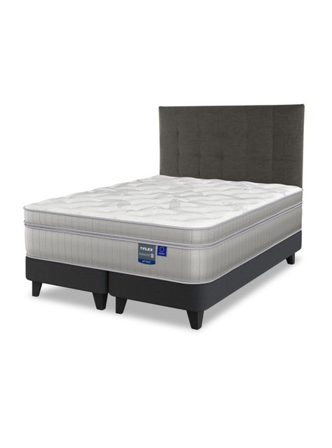 Cama Europea Paradise 2 Plazas Box Base Dividida + Respaldo Design Grafito-0