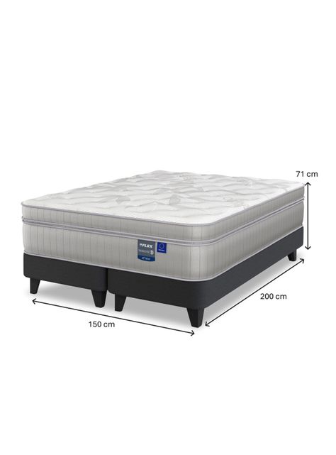 Cama Europea Paradise 2 Plazas Box Base Dividida + Respaldo Design Grafito-1