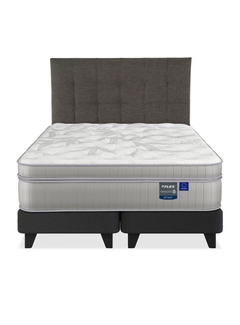 Cama Europea Paradise 2 Plazas Box Base Dividida + Respaldo Design Grafito-2