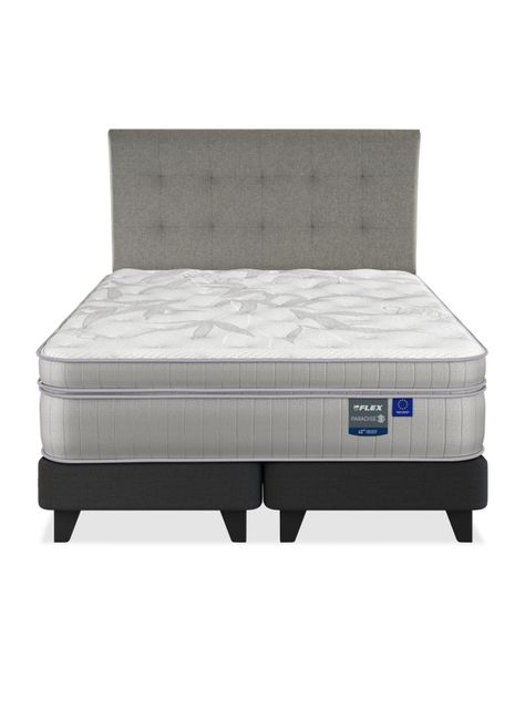 Cama Europea Paradise 2 Plazas Box Base Dividida + Respaldo Design Gris-0
