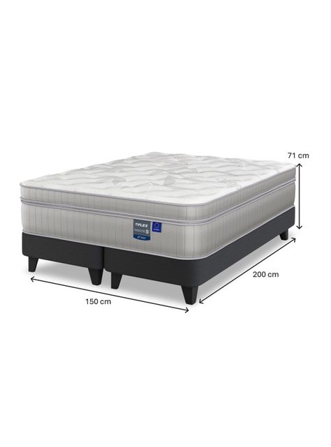 Cama Europea Paradise 2 Plazas Box Base Dividida + Respaldo Design Gris-1