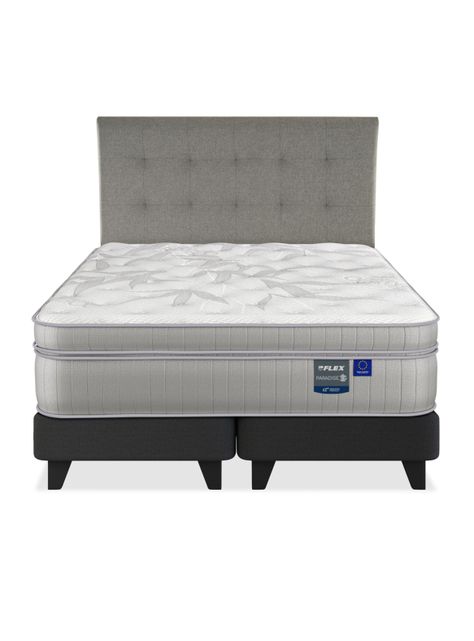 Cama Europea Paradise King + Respaldo Design Gris-0