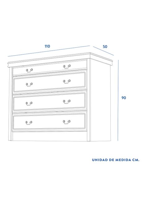 Cómoda 4 Cajones Tamesis 110 x 90 x 50 cm-1