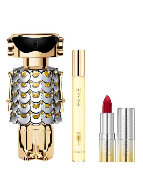 Set Belleza Fame EDP Mujer 80 ml + 10 ml + Dramalips Shiny Lipstick First Red Carpet 687-0