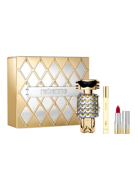 Set Belleza Fame EDP Mujer 80 ml + 10 ml + Dramalips Shiny Lipstick First Red Carpet 687-1