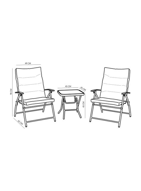 Juego de Living Terrazas: 2 Sitiales + Mesa Bistro Caño Relax Outzen-1