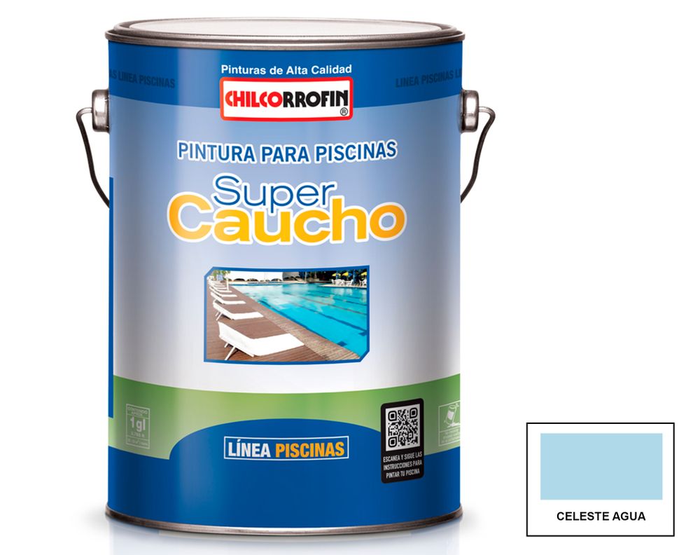Pintura para piscina 1 galón Súper caucho celeste agua mate Chilcorrofin-0