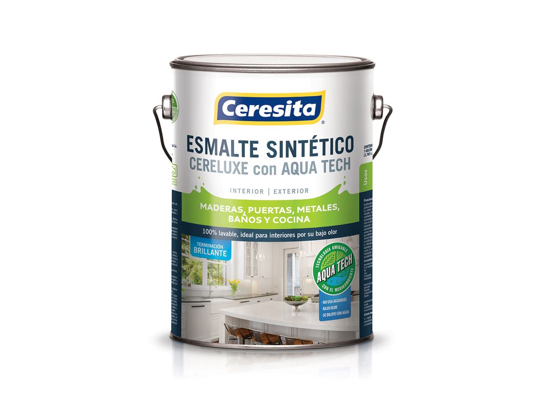 Esmalte sintetico 1 galon Cereluxe Aqua Tech negro brillante Ceresita