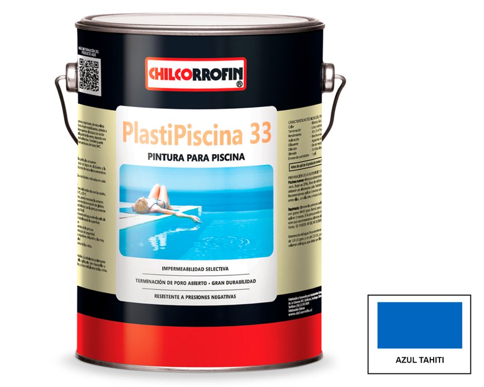 Pintura para piscina 1 galón Plastipiscina 33 azul tahití satín Chilcorrofin-0