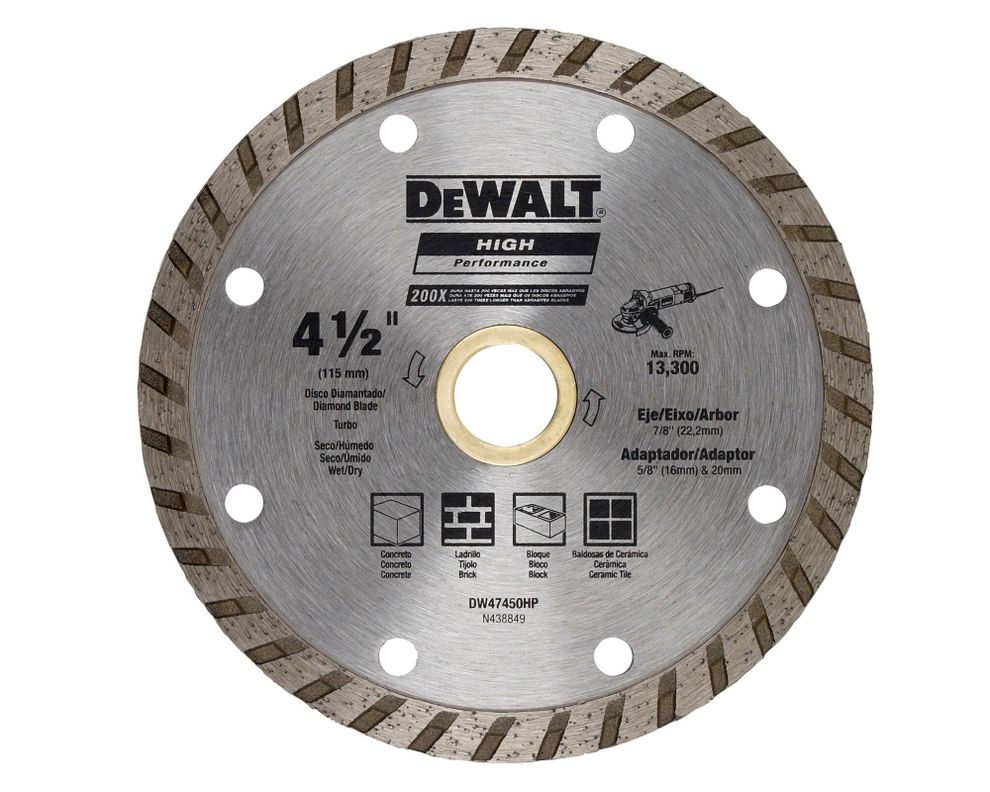 Disco corte diamantado 4-1/2''x5/8'' DW47450HP