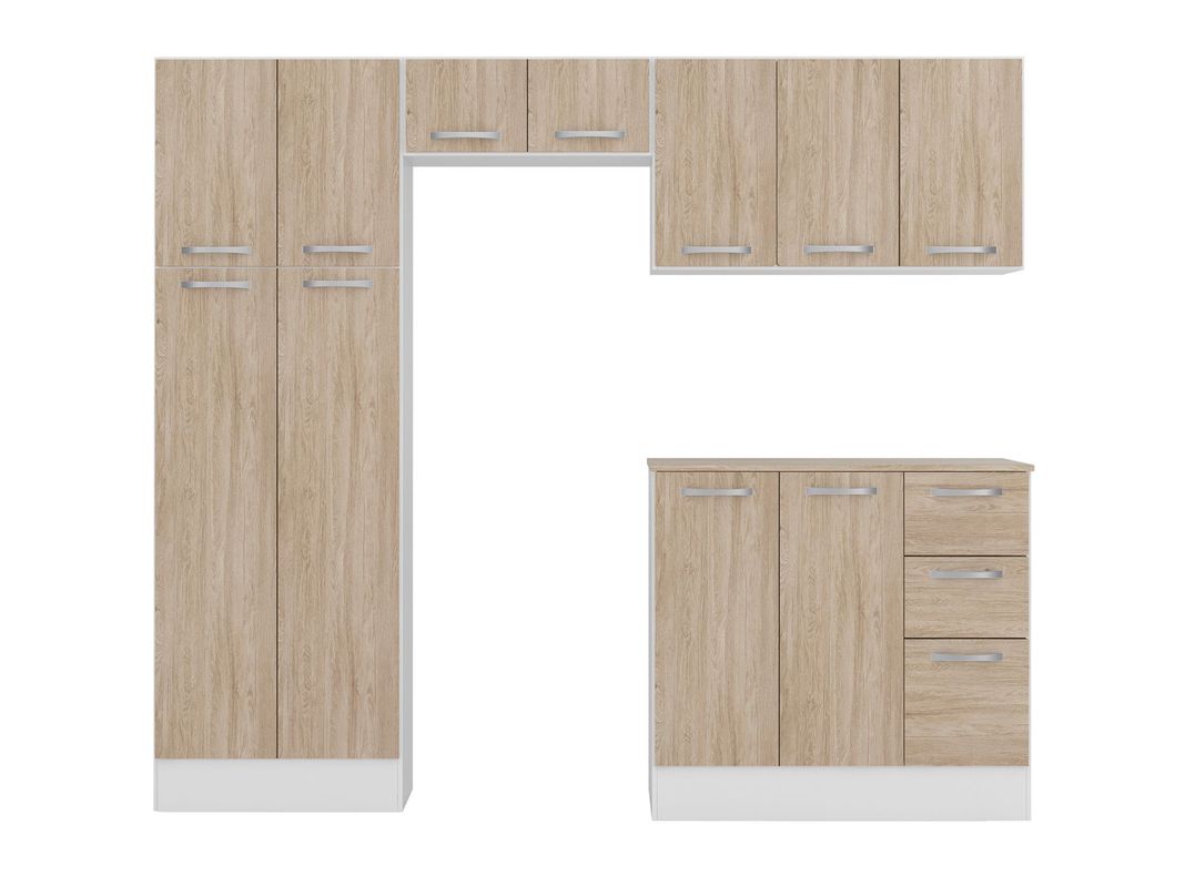 Kit cocina 11 puertas 3 cajones Sevilla blanco/vainilla Favatex-1