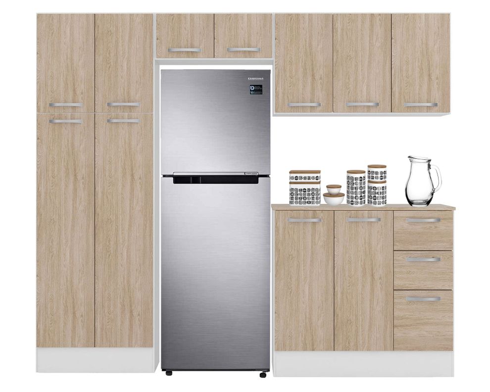 Kit cocina 11 puertas 3 cajones Sevilla blanco/vainilla Favatex-0