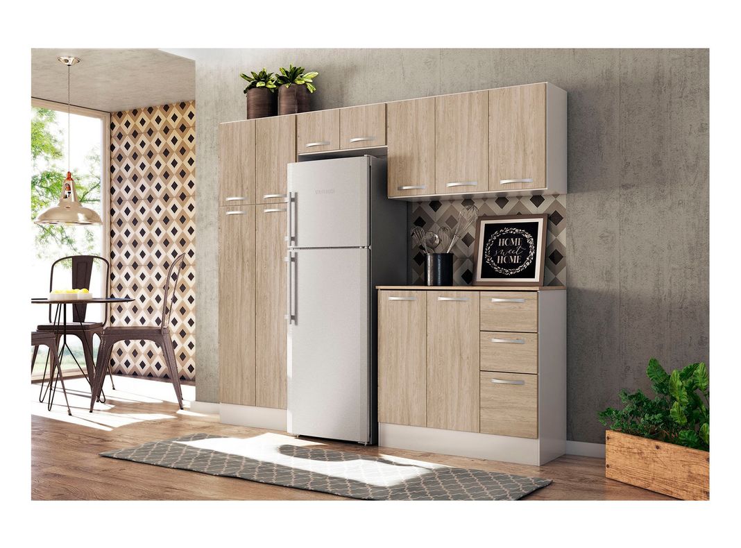 Kit cocina 11 puertas 3 cajones Sevilla blanco/vainilla Favatex-4