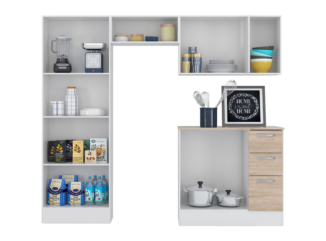 Kit cocina 11 puertas 3 cajones Sevilla blanco/vainilla Favatex-2