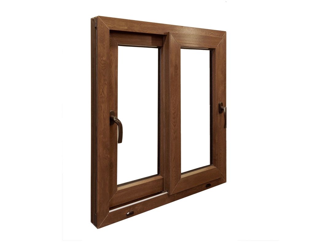 Ventana PVC 91x55 cm Termopanel Corredera Premium Nogal Crown Glass-1