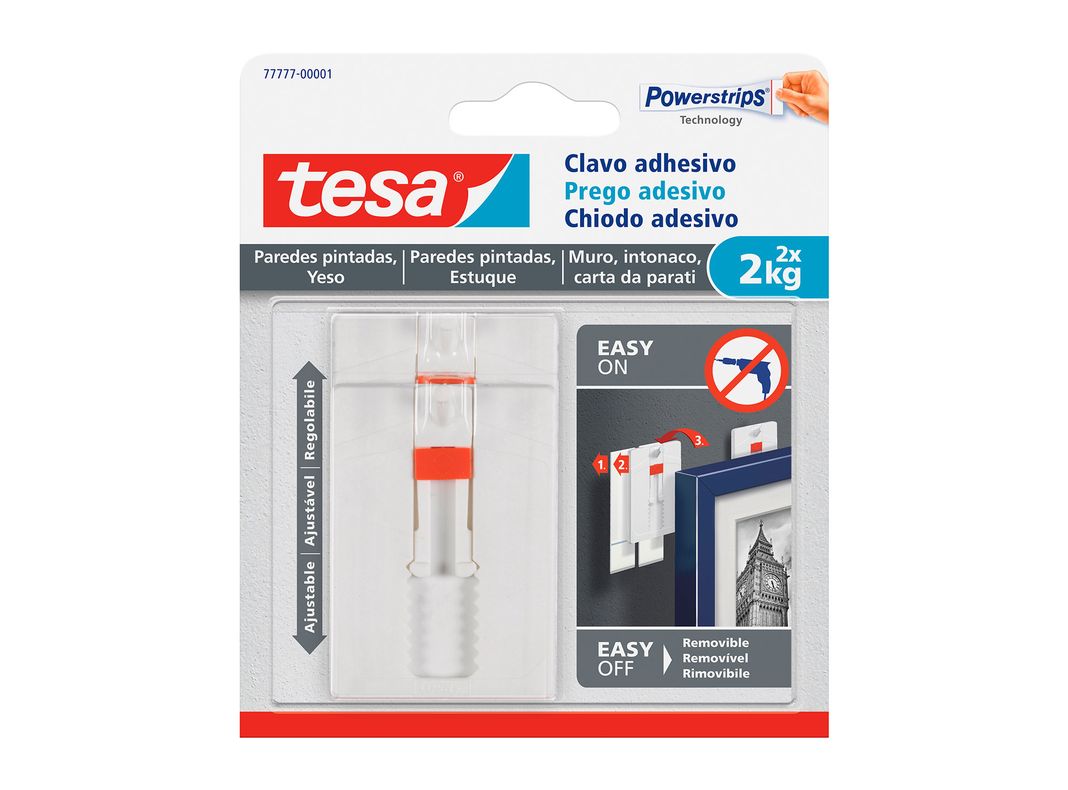 Clavo removible superficies delicadas 2 kg 2 unidades Tesa-0