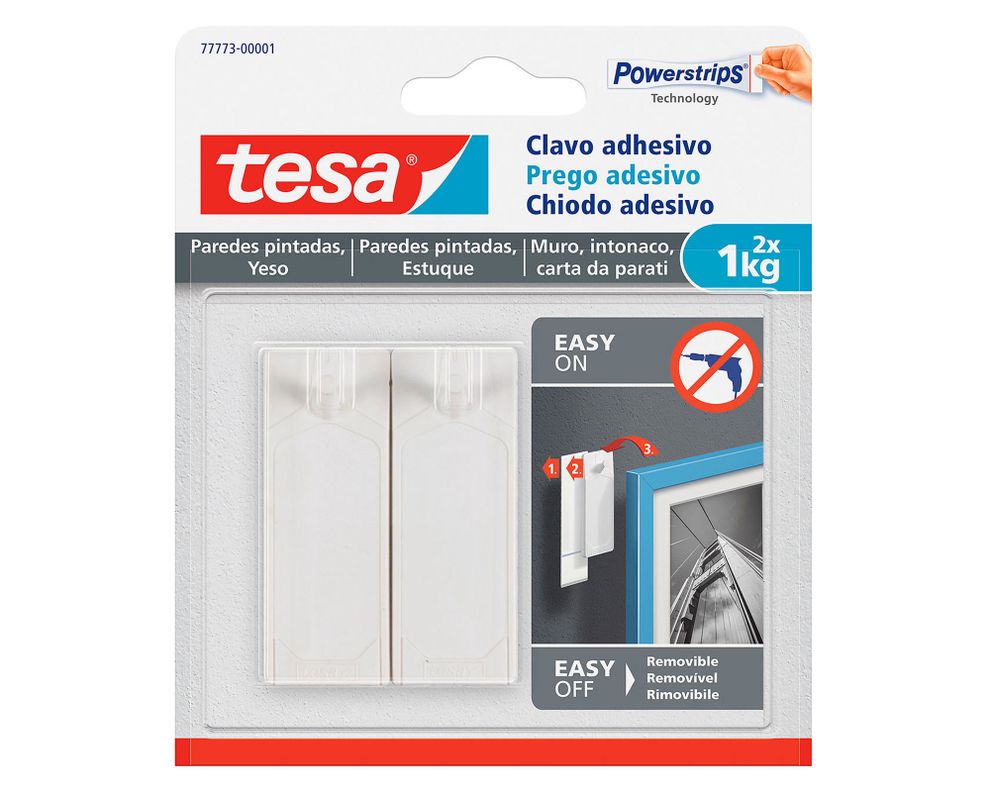 Clavo removible superficies delicadas 1 kg 2 unidades Tesa-0