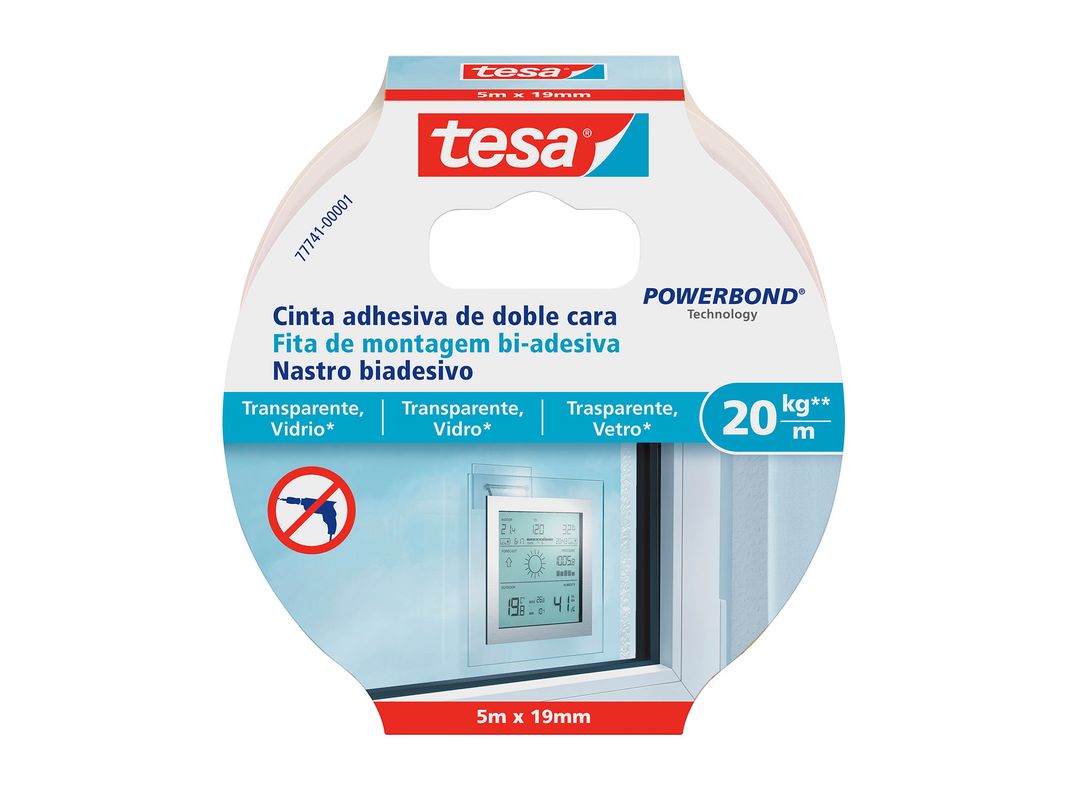 Cinta de montaje superficies transparentes 5m x 19 mm Tesa-0