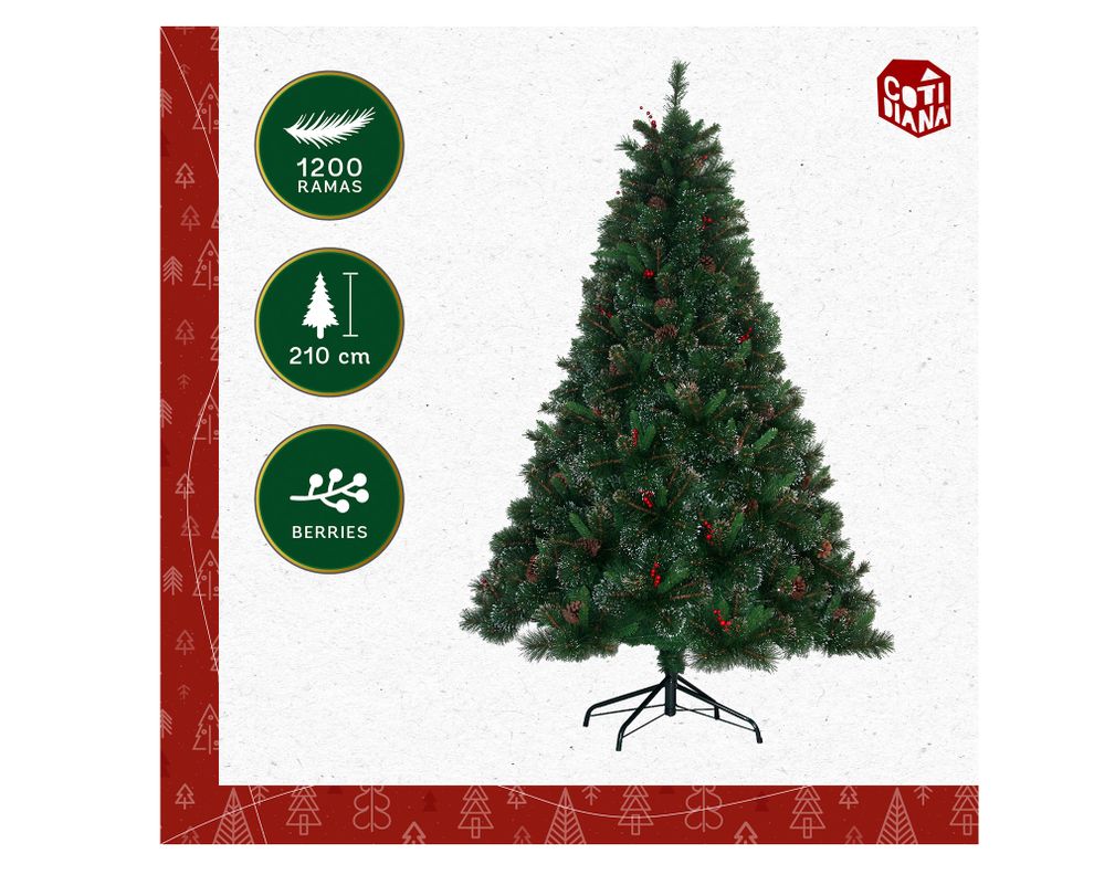 Árbol de navidad 2,1 m 1200 ramas Premium-4