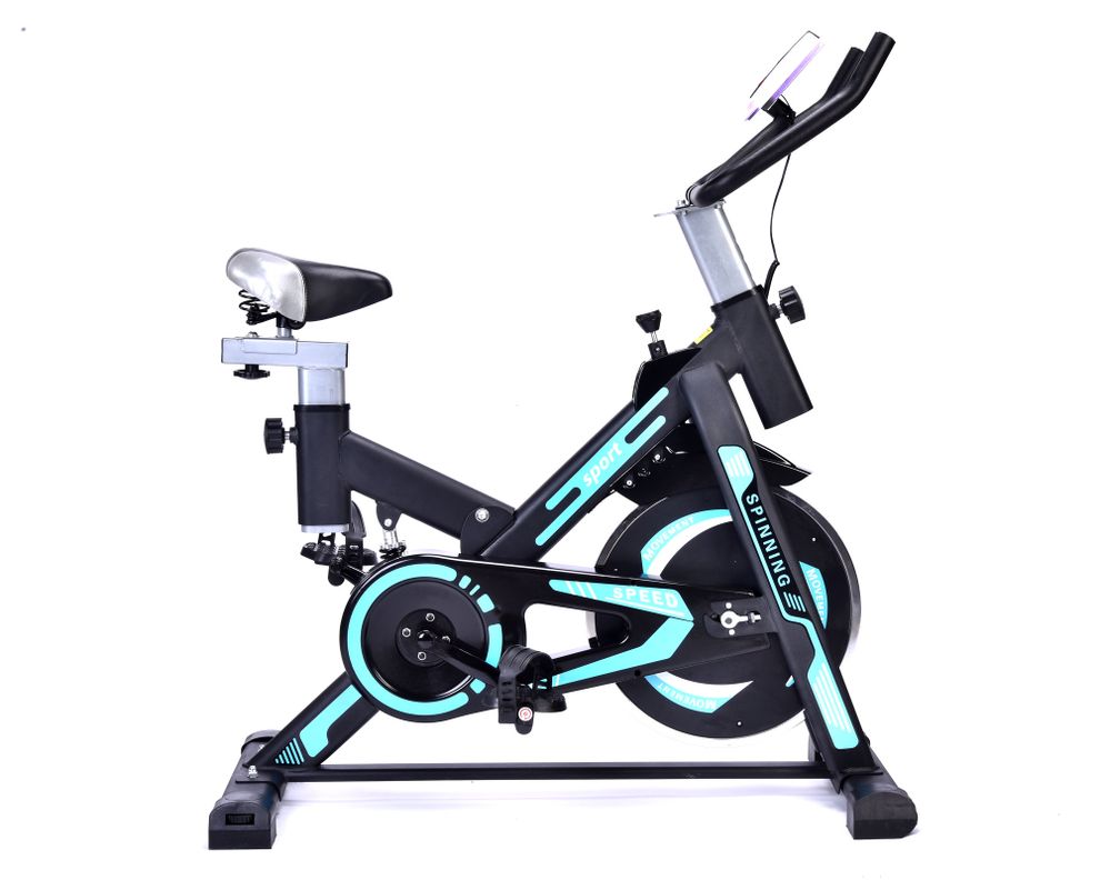 Bicicleta spinning celeste/negro Parkdan.