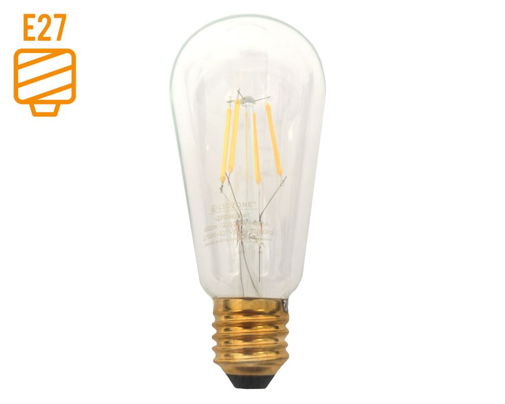 Ampolleta led Box pera filamento 6 W E27 luz calida