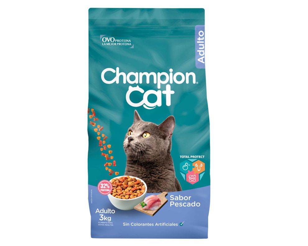 Alimento seco gatos 3 kg pescado Champion Cat.