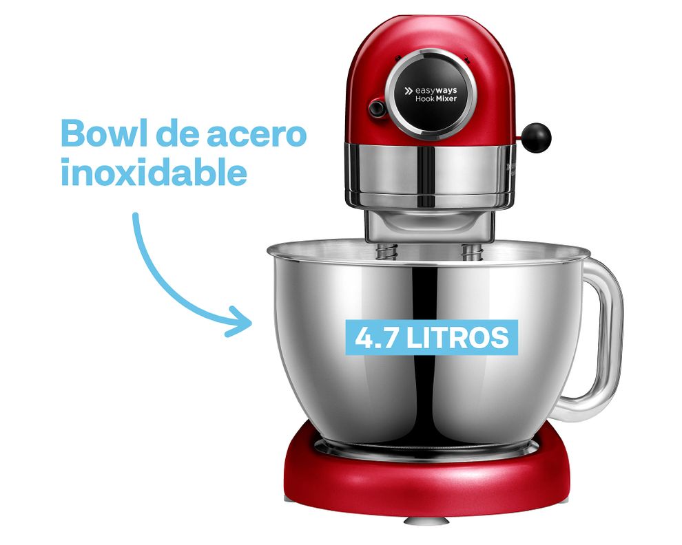 Batidora pedestal Hook Mixer rojo EasyWays.-3