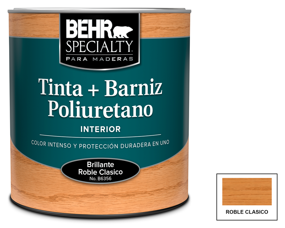 Barniz al agua 1/4 galón roble clásico brillo Behr-0