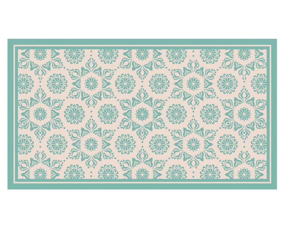 Alfombra de cocina 50x90 cm Flor Indú turquesa