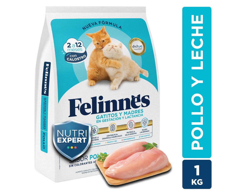 Alimento gato 1 kg pollo gatitos/madres en gestación Felinnes