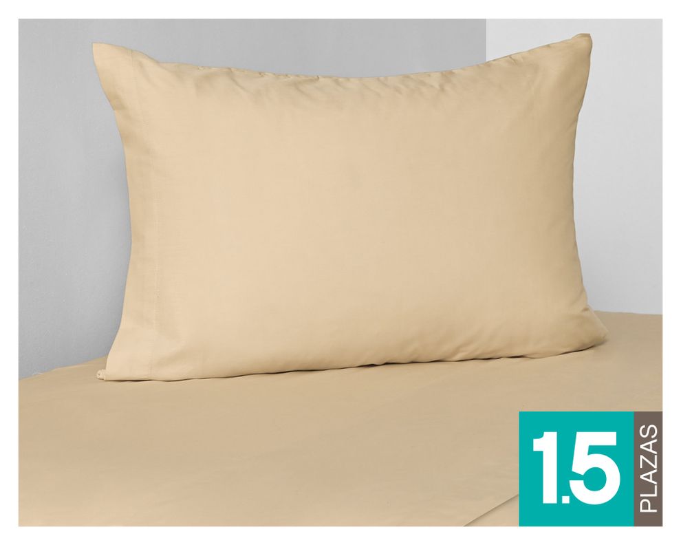 Juego de sábanas 1.5 plazas 200 hilos beige-0