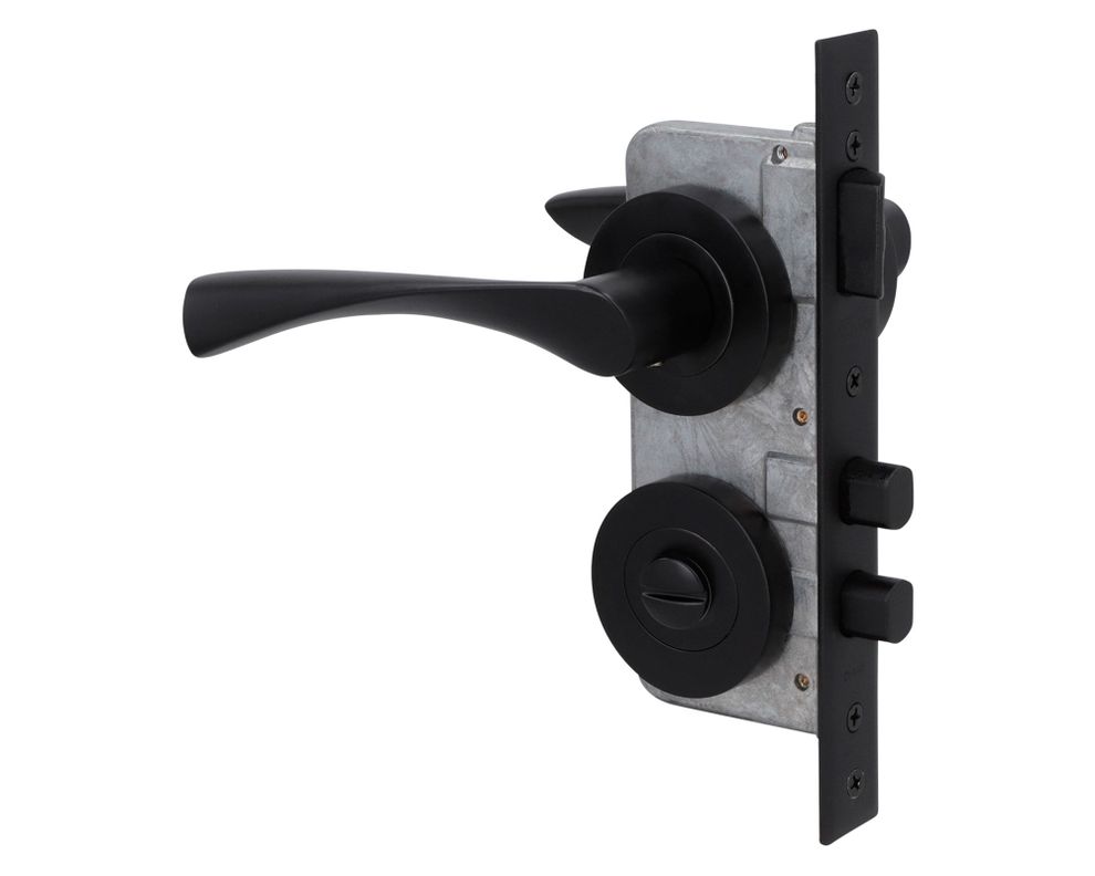 Cerradura embutir 2 manillas baño 970A negro mate