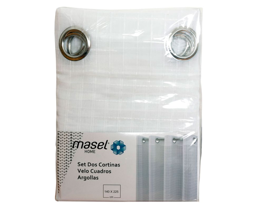 Set 2 velos Cuadros blanco 225x140 cm-2