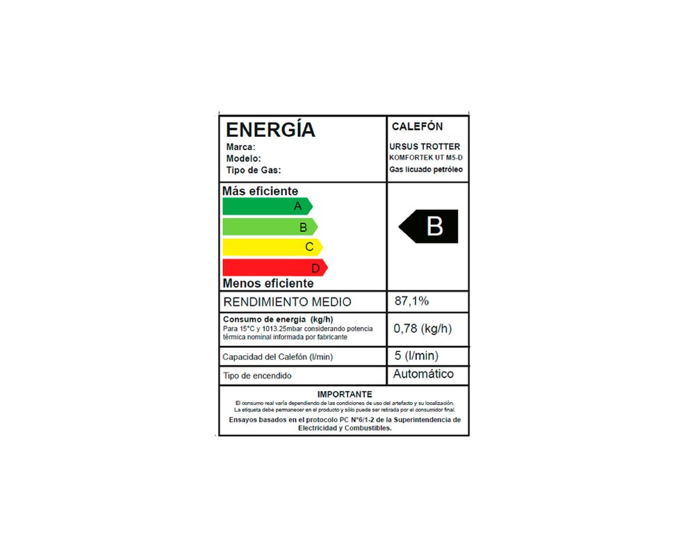 Calefont KOMFORTEK UT M5-D GL 5 lt tiro natural gas licuado-5