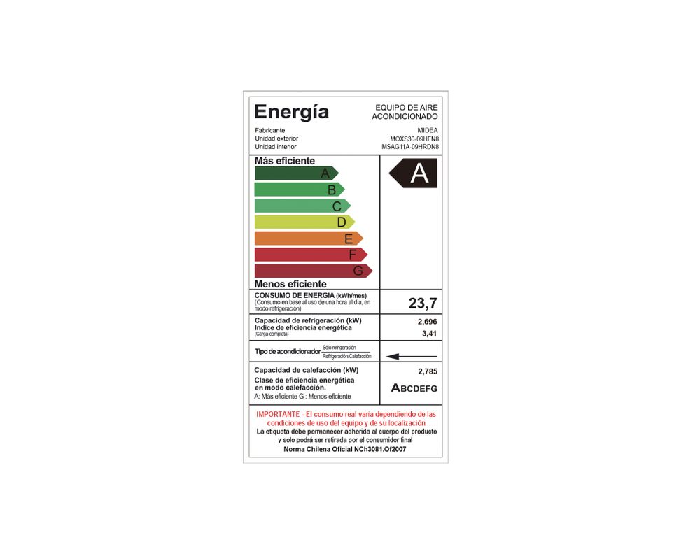 Aire acondicionado split inverter XTRA09K 9000 BTU frío/calor-8