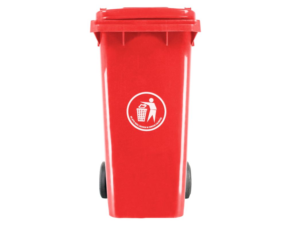 Basurero cuadrado rojo 120 lt-0