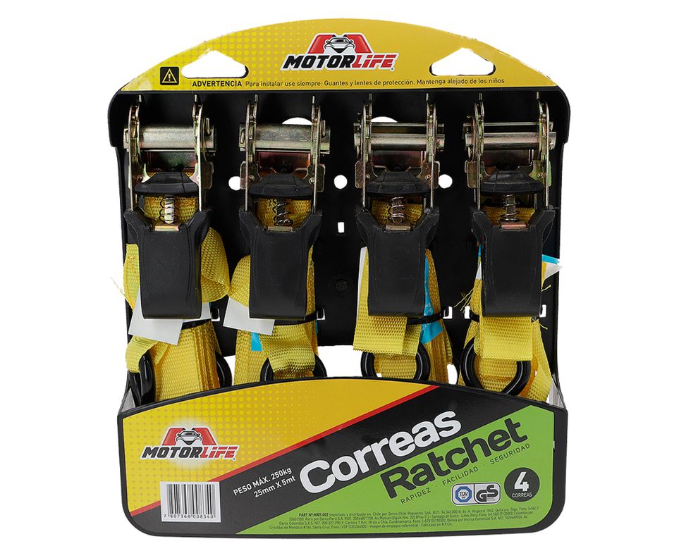 Correa sujeta carga 25 mm x 5 m 4 un.