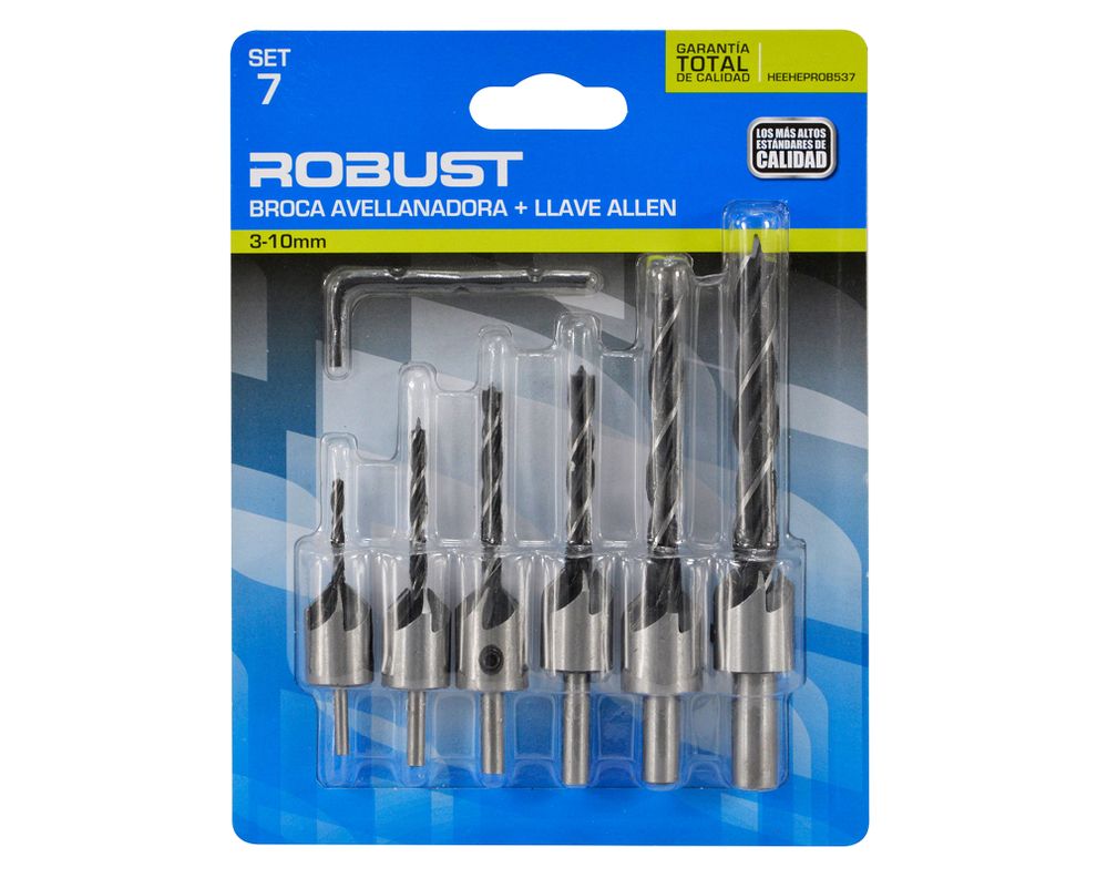 Set 6 brocas avellanadoras + llave Allen