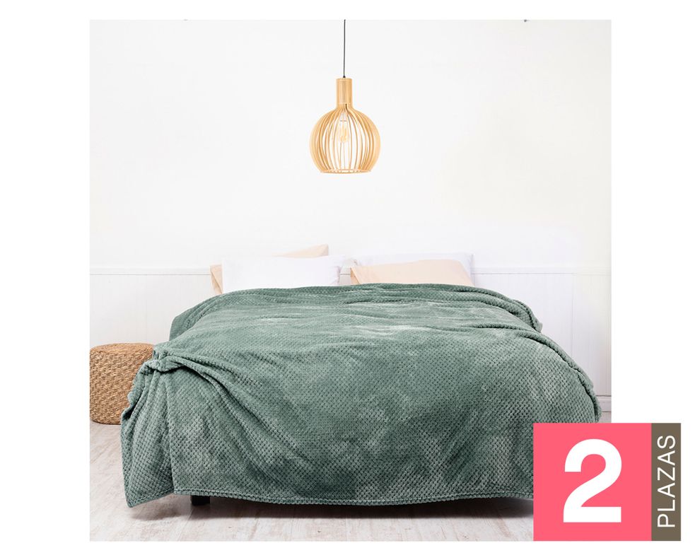 Frazada Popcorn verde 2 plazas