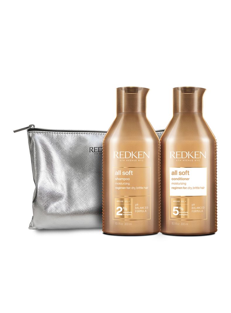 Set Hidratación Cabello Seco All Soft Shampoo 300ml + Acondicionador 300ml Redken-0