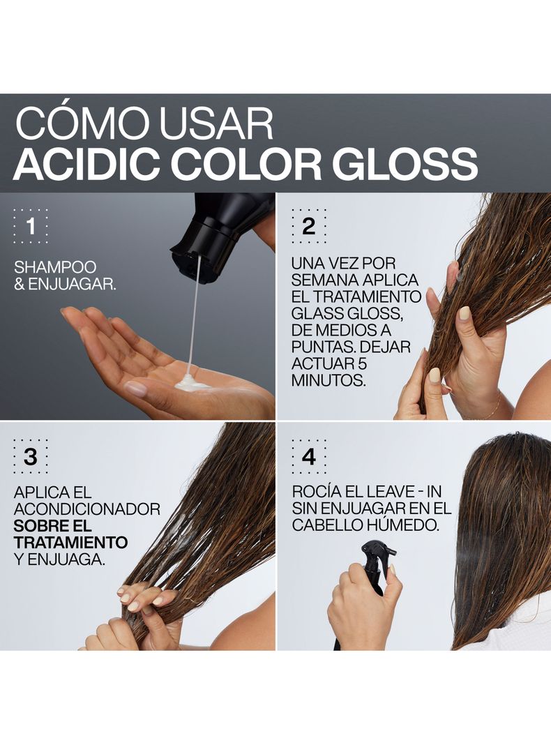 Set ACG Brillo Intenso Cabello Con Color Gloss Shampoo 300ml + Acondicionador 300ml Redken-4