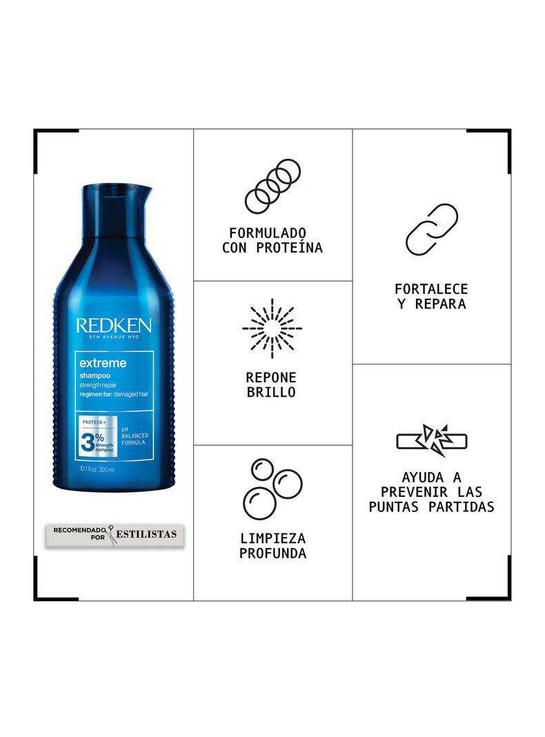 Set Reparacion Cabello Dañado Extreme Shampoo 300ml + Acondicionador 300ml Redken-1