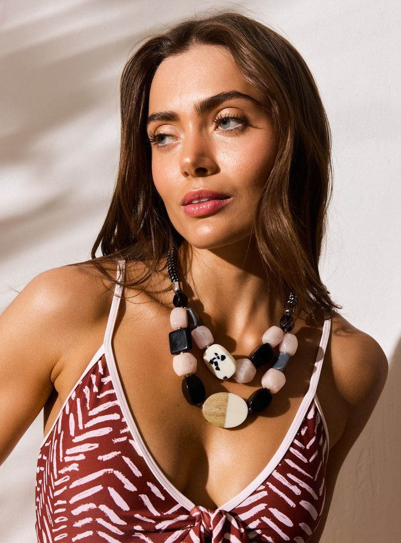 Collar Doble Piedras de Colores