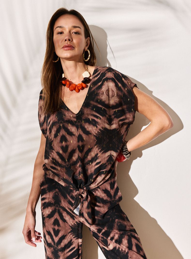 Blusa Estampada Nudo Delantero