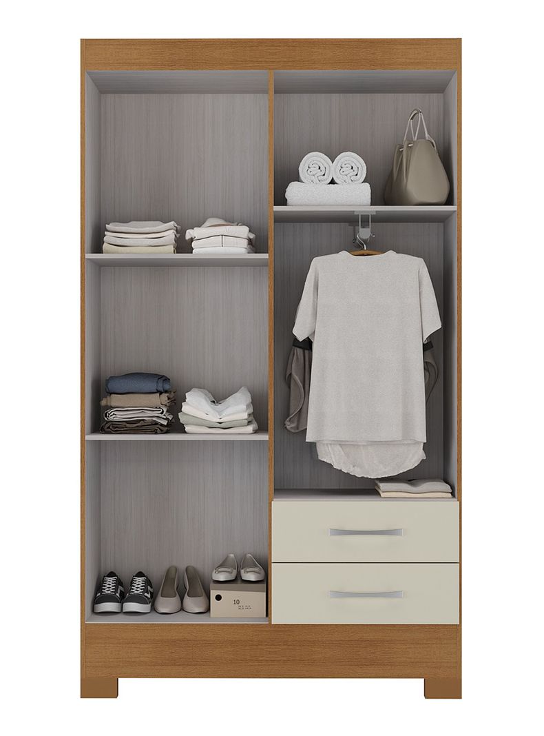 Clóset 4 Puertas 2 Cajones Canela Blanco Off White-2