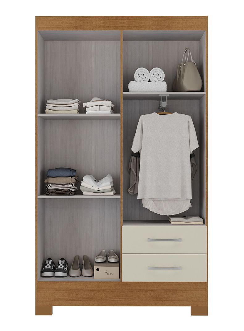 Clóset 4P 2C + Cómoda 5C Canela Blanco Off White-2