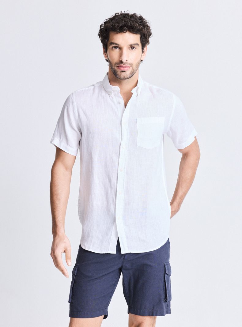 Camisa Casual Manga Corta Lino